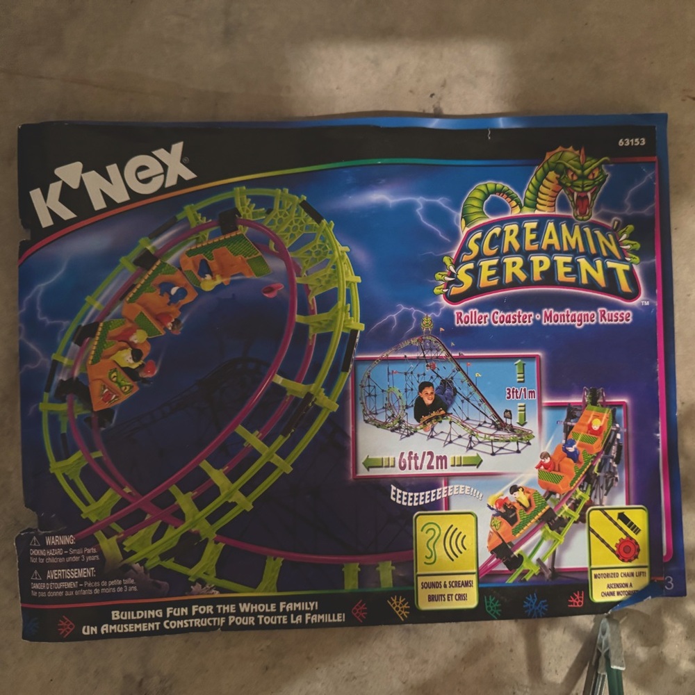 Knex Screaming Serpent Roller Coaster  set.